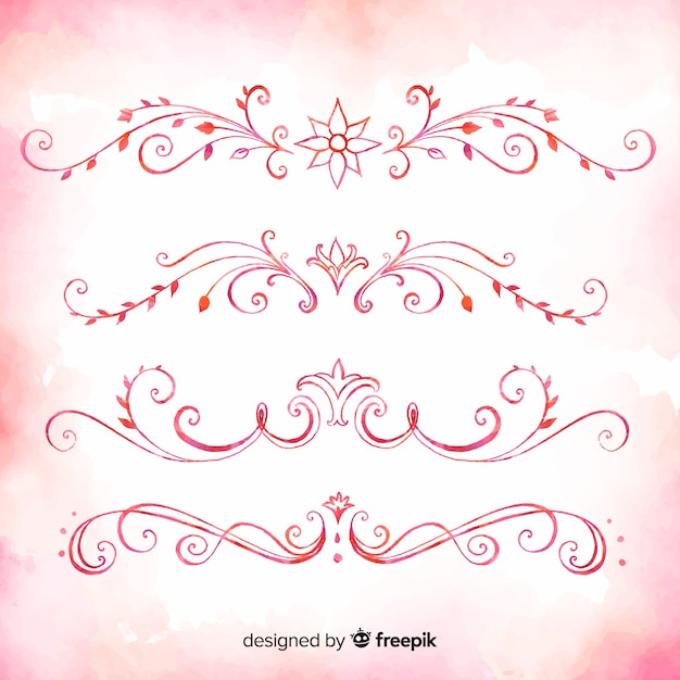 Free vector pink pack of hand drawn ornament dividers