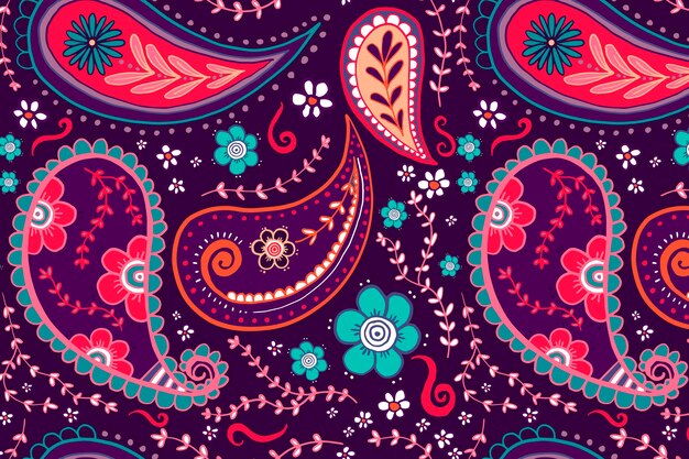 Pink paisley pattern background, Indian mandala illustration vector