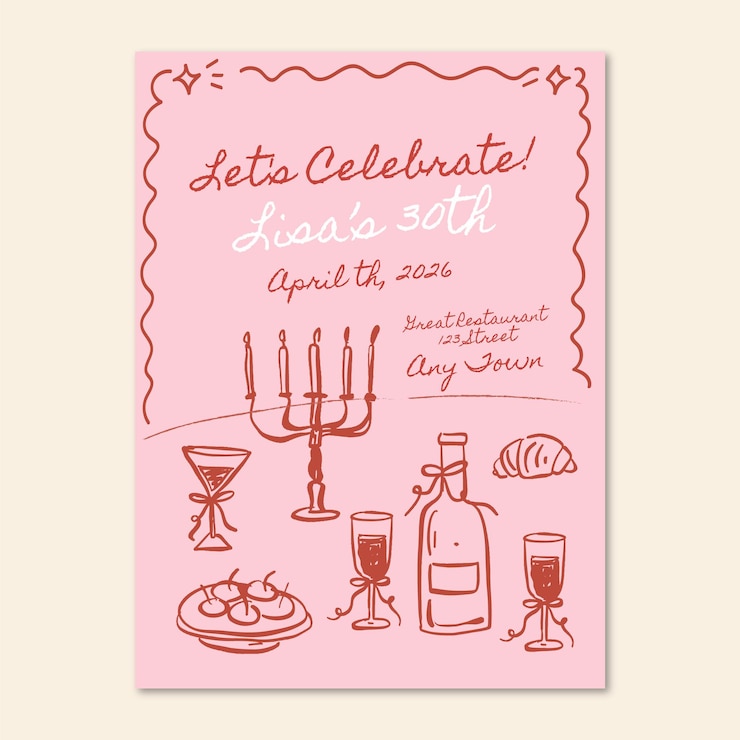 a pink paper with a picture of the words let  s celebrate