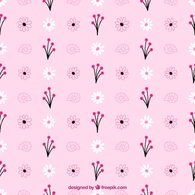 Розовый узор рисованной цветы