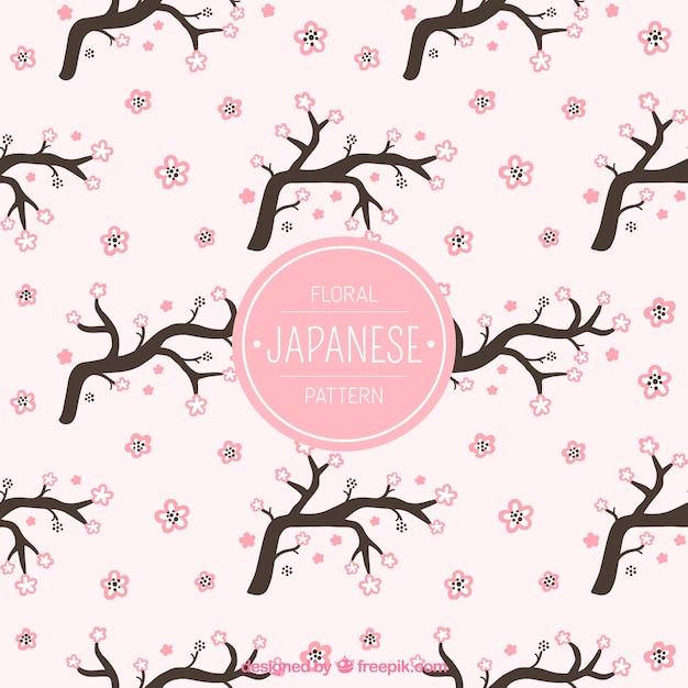 Free vector pink pattern with had drawn cherry blossom