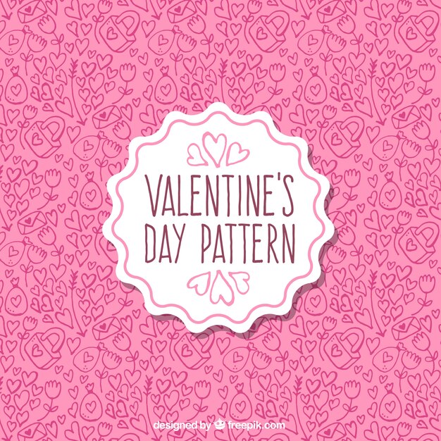 Розовый фон с рисованной элементов на день Святого Валентина