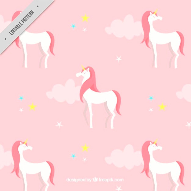 Free vector pink pattern with a white unicorn