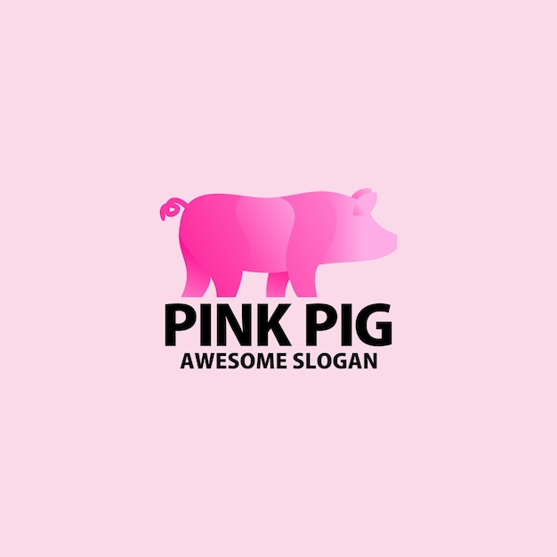 Розовая свинья дизайн логотипа градиент красочный