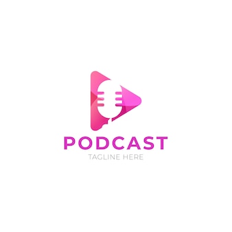 Pink podcast logo template