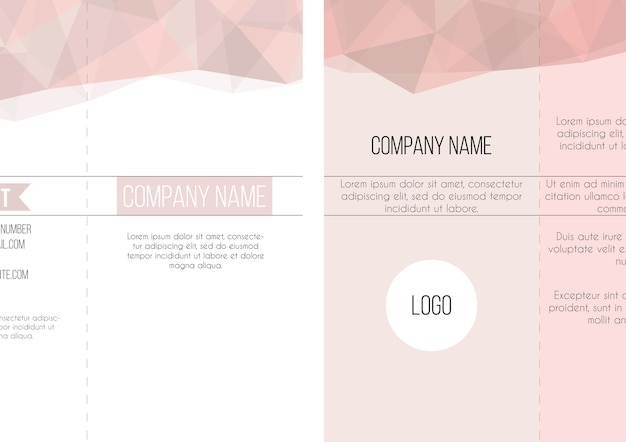 Free vector pink polygonal trifold template