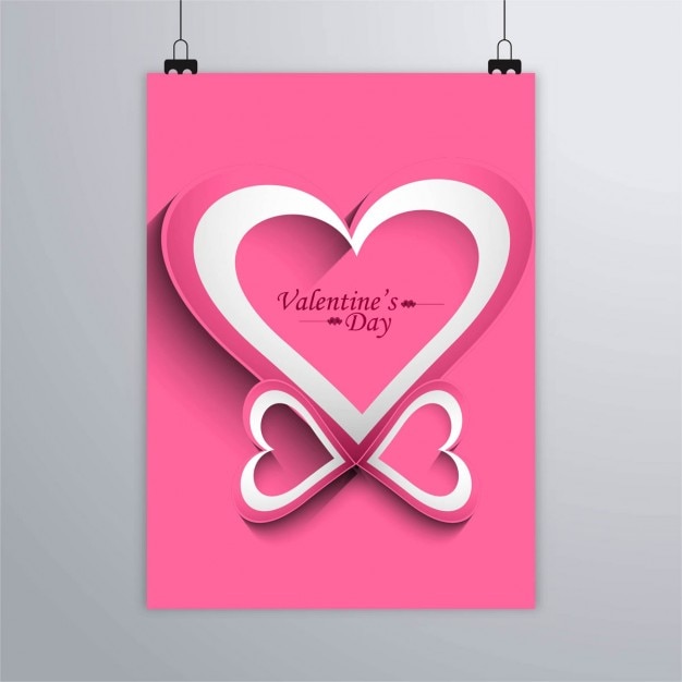 Free vector pink poster with hearts