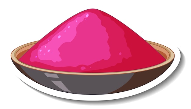 Free vector pink powder colour in a bowl on white background