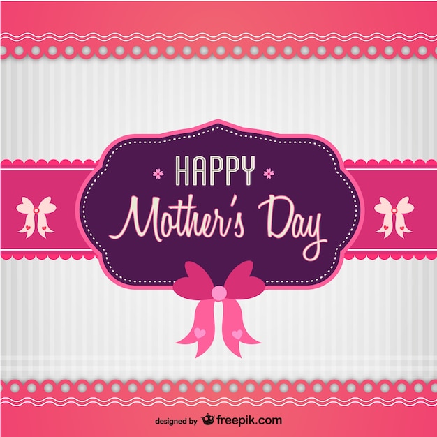 Free vector pink and purple mother's day card with bows