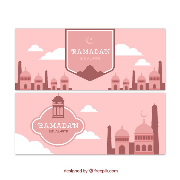 Pink ramadan banners