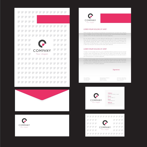 Free vector pink rectangle business stationery