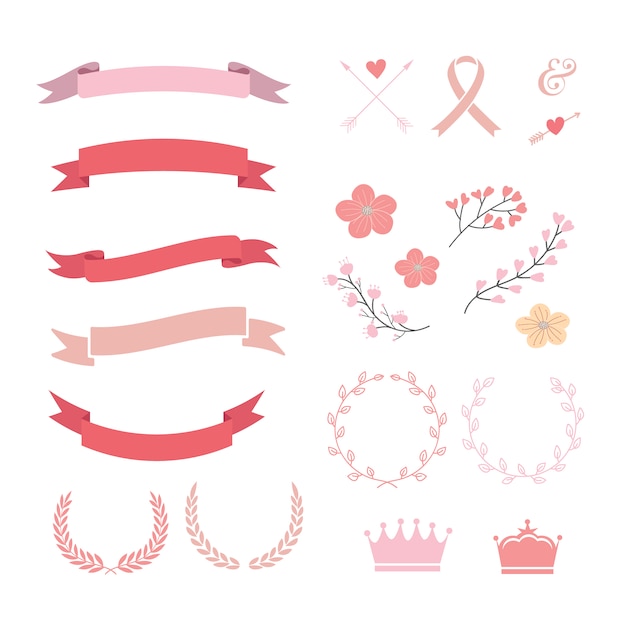 Free vector pink and red ribbons collection