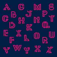 Vettore gratuito insieme di vettore di alfabeti retrò rosa