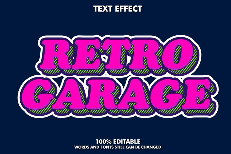 Free Vector pink retro text effect with rich line