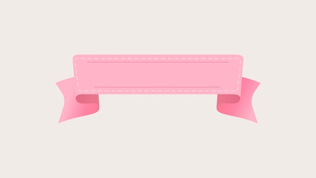 Pink ribbon banner vector, decorative label flat graphic design