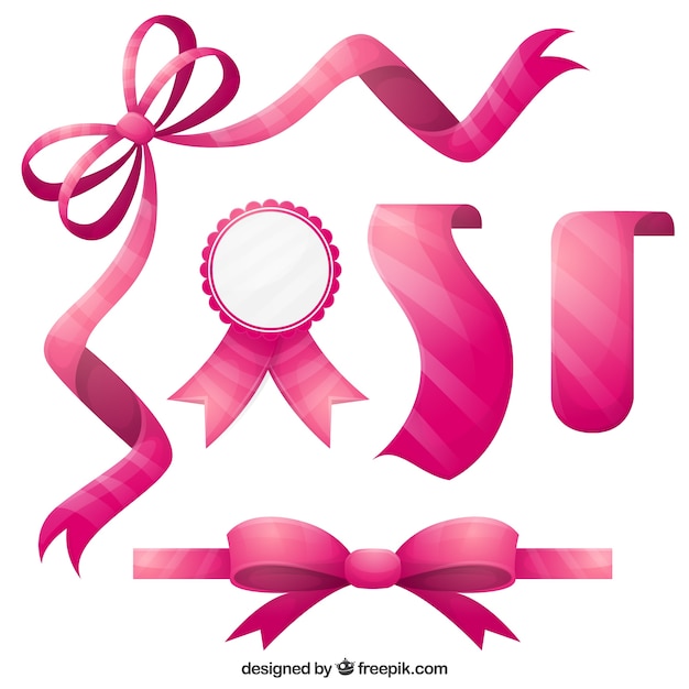 Бесплатное векторное изображение Коллекция розовая лента