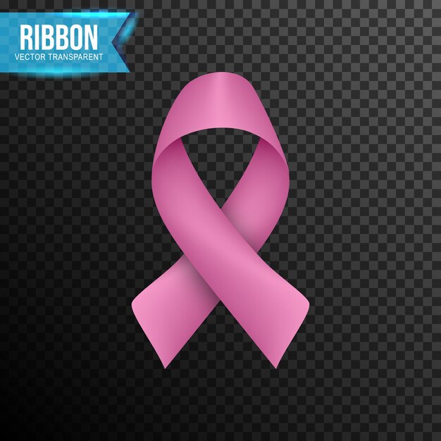 Pink ribbon from connecting dot and line light effect vector illustration isolated on transparent background