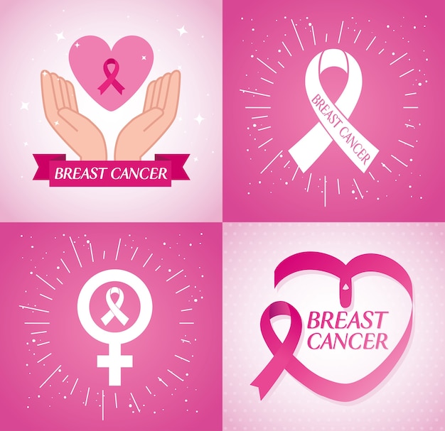 images Breast Cancer Ribbon Heart premium vector pink ribbon heart