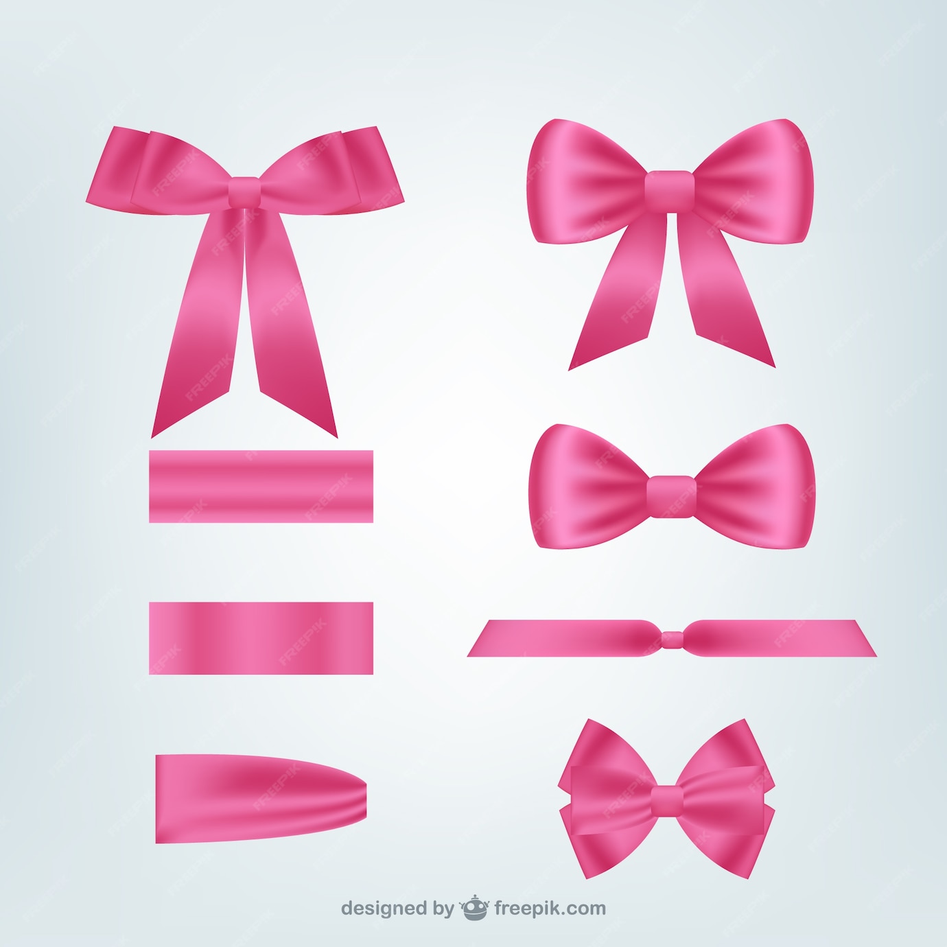 Premium Vector Pink ribbons pack