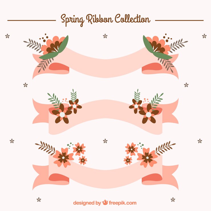 मुफ़्त वेक्टर pink ribbons with spring flowers in flat design