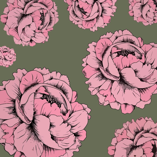 Pink rose vintage pattern background vector