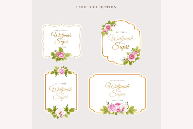 Free vector pink roses floral labels design