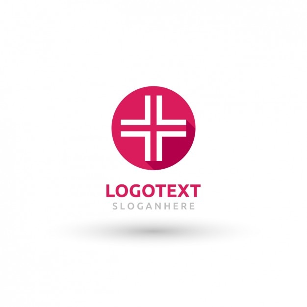 Free vector pink round logo with a cross
