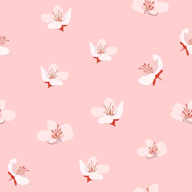 Free vector pink sakura floral pattern  background