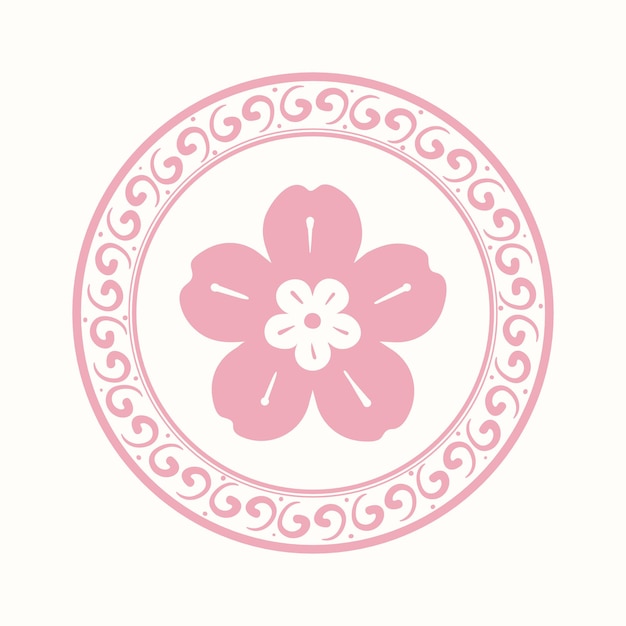 Pink sakura flower badge  Chinese traditional symbol