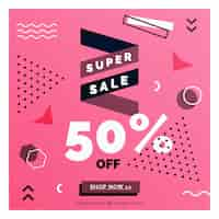 Free vector pink sale background with geometric shapes