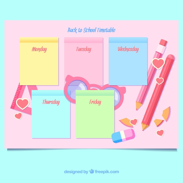 Pink school timetable template