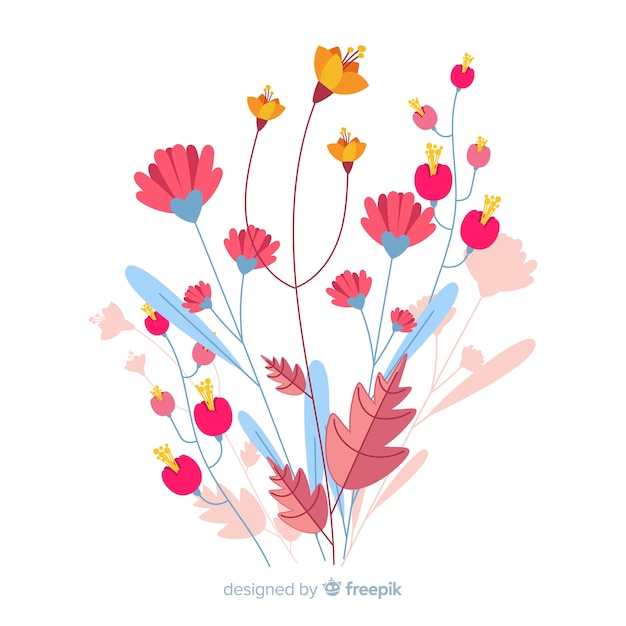 Pink shades of spring flowers in flat design