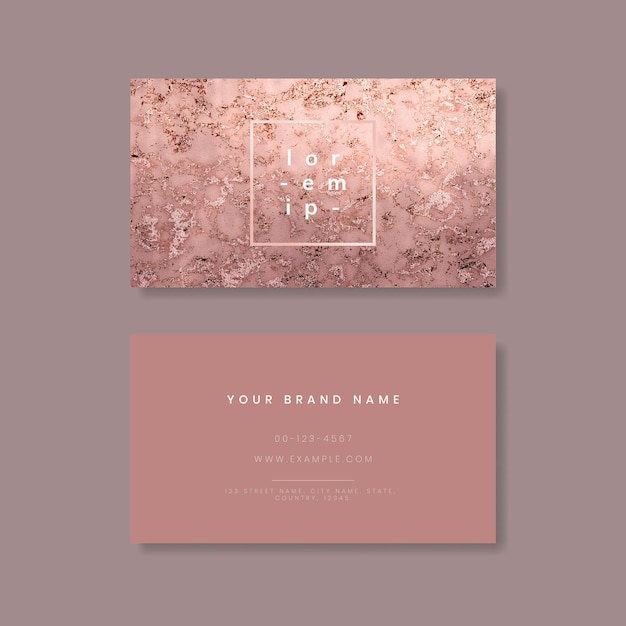 Free vector pink shimmering marble textured business card