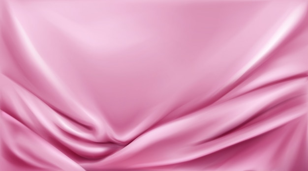 ピンクのシルクの折り畳まれた生地背景豪華な布