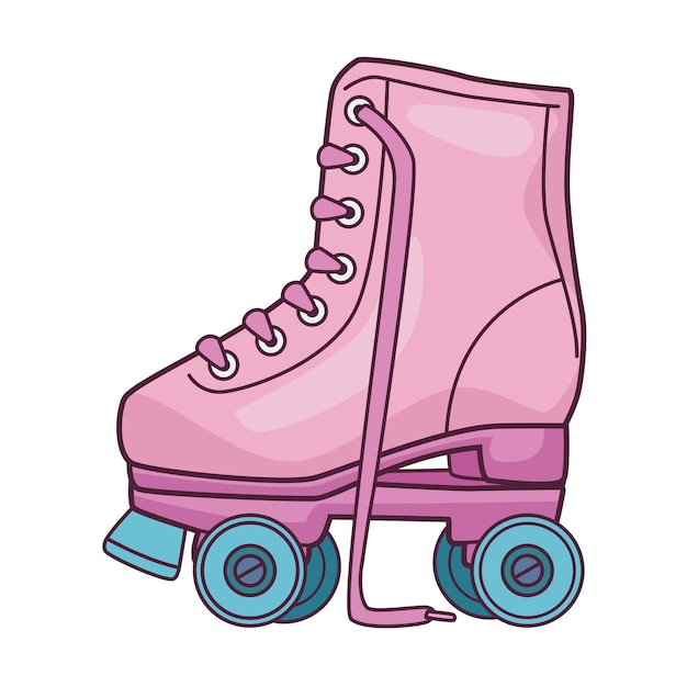 핑크 스케이트 팝 아트 장비 아이콘 절연