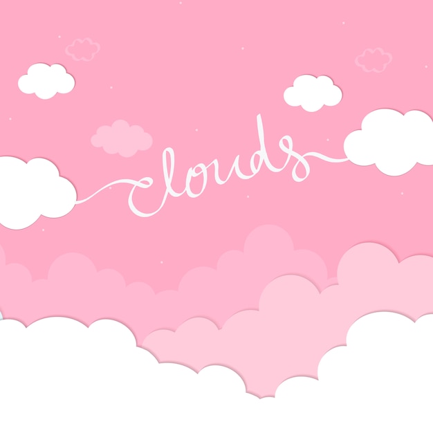 Pink sky with clouds wallpaper vector