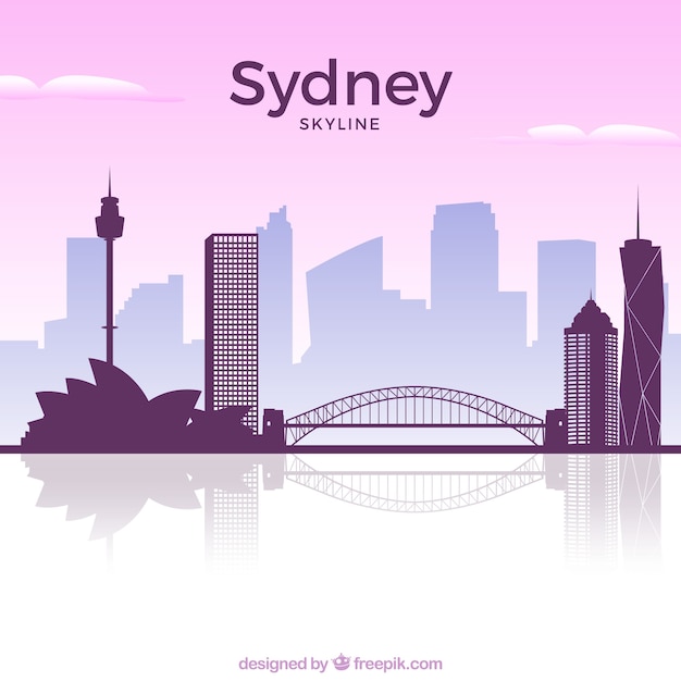 Free vector pink skyline of sydney