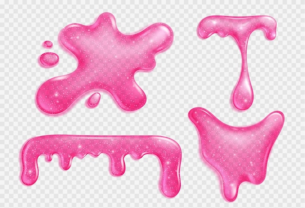 핑크 슬라임 젤리 액체 떨어지는 코딱지 또는 접착제