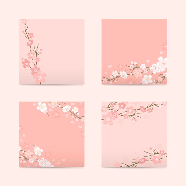 분홍색 사각형 벚꽃 종이 벡터