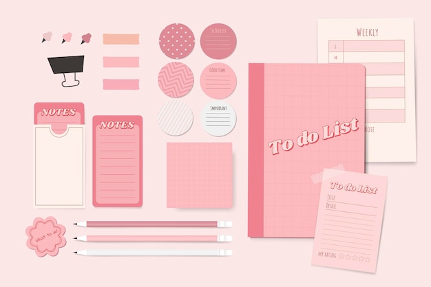 Pink stationery planner set design