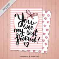 Free vector pink stripes card of friendship day