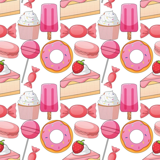 pink sweet food seamless pattern