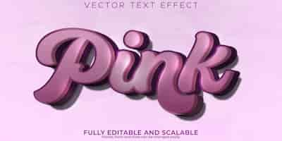 Vettore gratuito effetto testo rosa modificabile stile testo carino e morbidox9