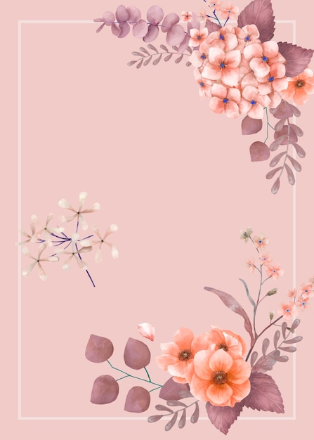 ピンクのテーマ花のウェディングカード