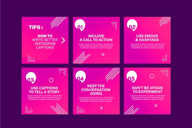 Free vector pink tips instagram post collection