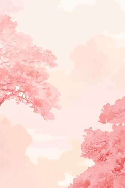 Free vector pink trees and sky banner vector