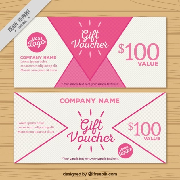 Free vector pink triangles gift coupons