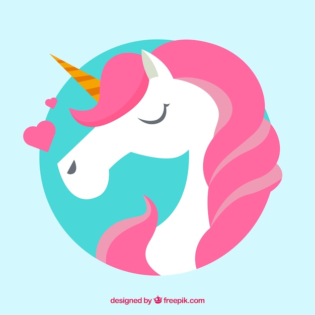 Free vector pink unicorn background with hearts