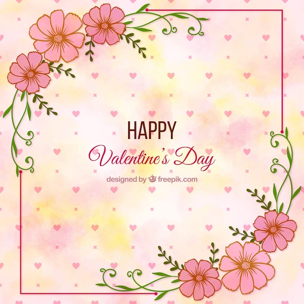 Free vector pink valentine day background with flowers