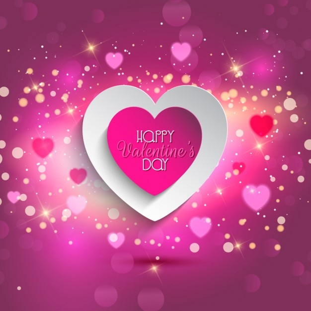 Pink valentine heart glowing background